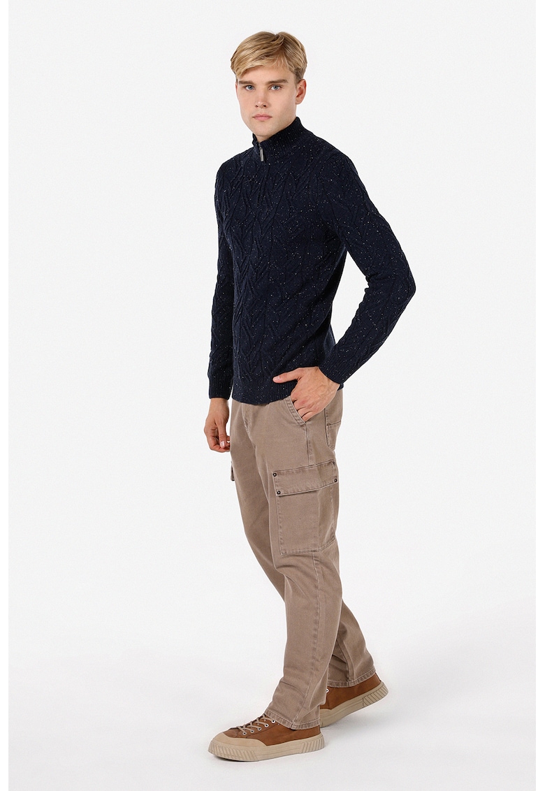 Cardigan din amestec de lana cu fermoar