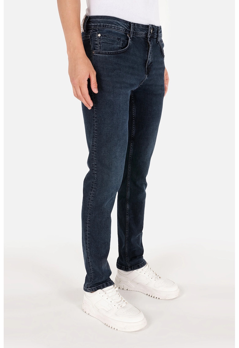 Blugi slim fit cu talie medie - Albastru inchis
