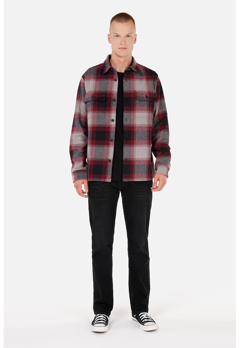 Camasa in carouri - din bumbac cu buzunare aplicate