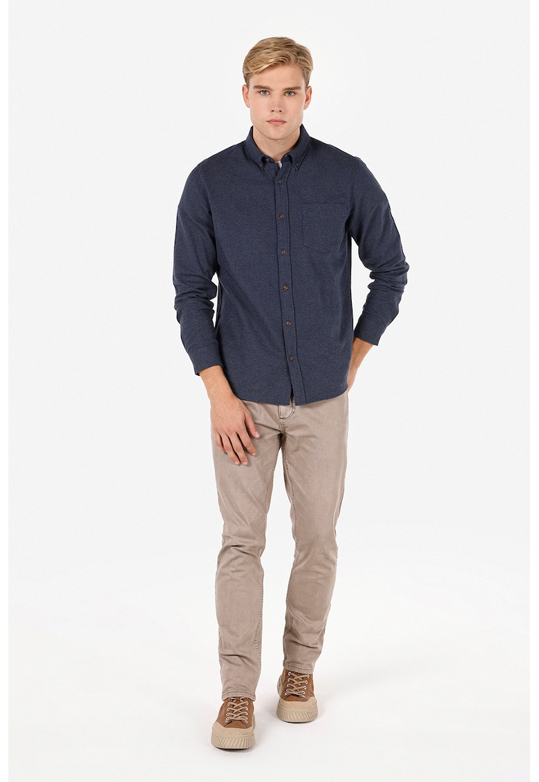 Camasa de bumbac cu buzunar aplicat