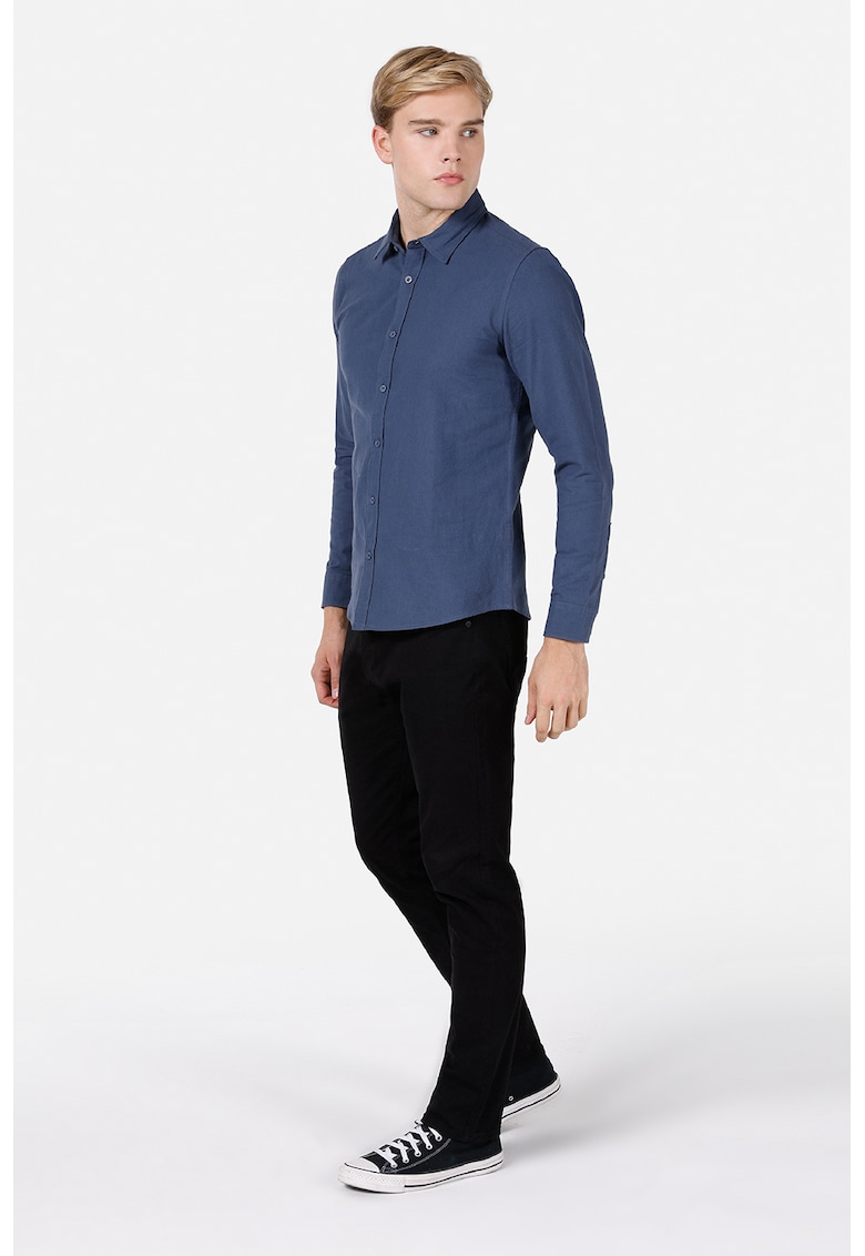 Camasa slim fit din bumbac - Albastru inchis