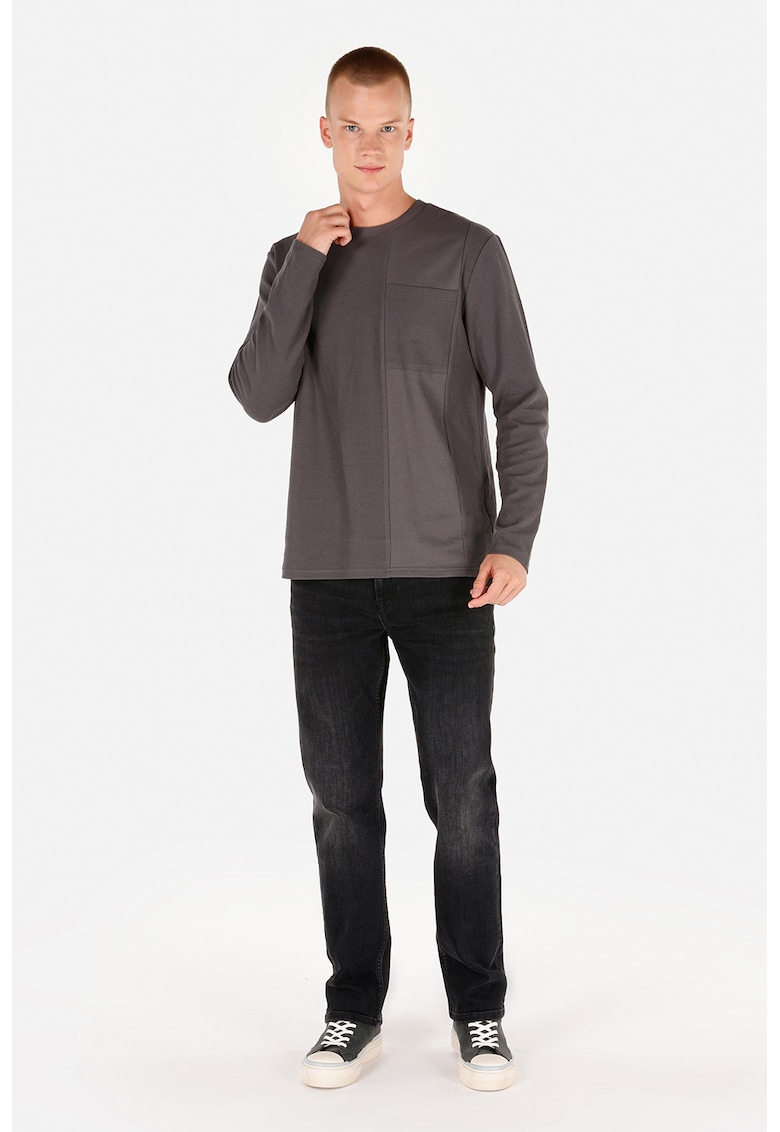 Bluza de bumbac cu buzunar pe piept