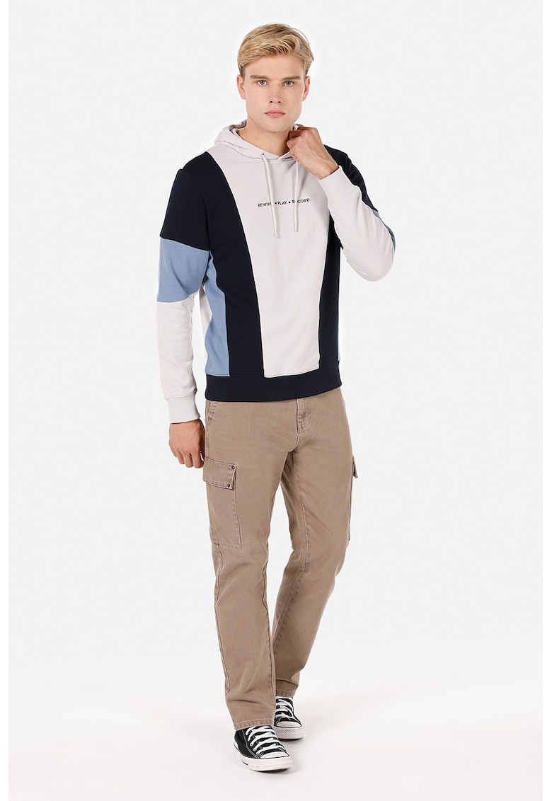 Hanorac cu snur si model colorblock