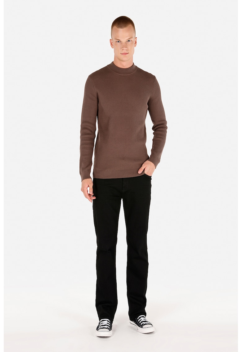 Pulover regular fit din amestec de bumbac cu decolteu la baza gatului