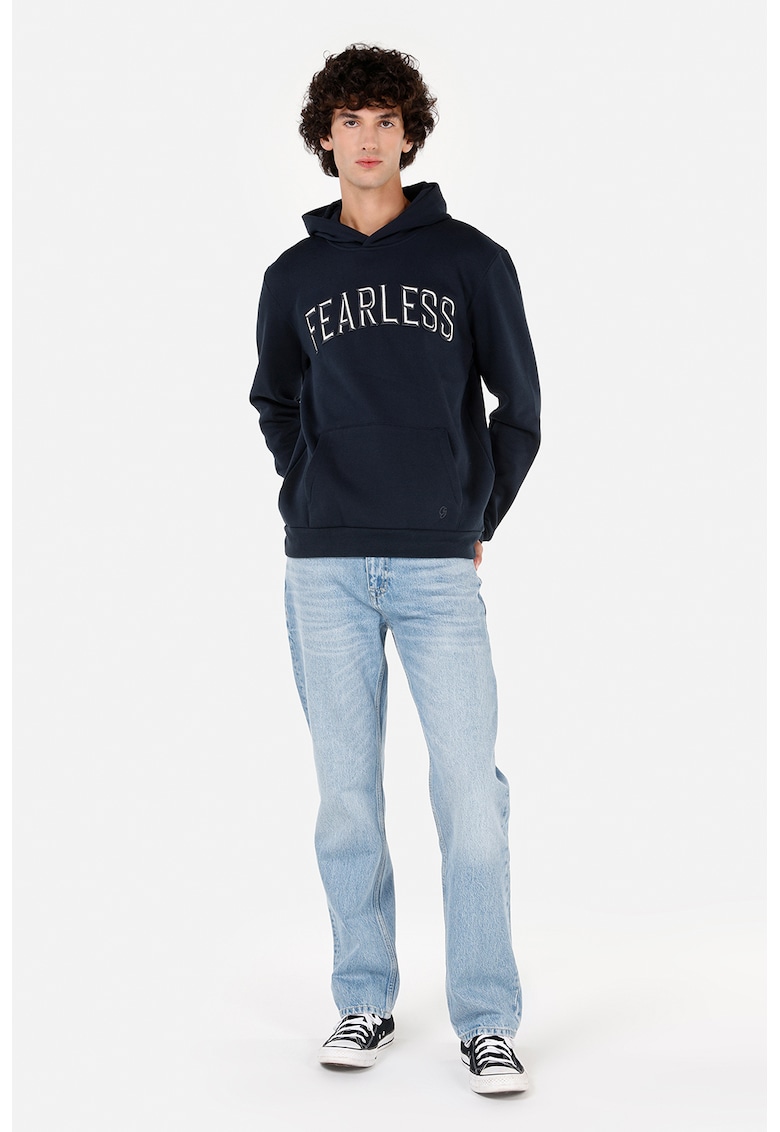 Hanorac cu imprimeu text - Alb/Bleumarin