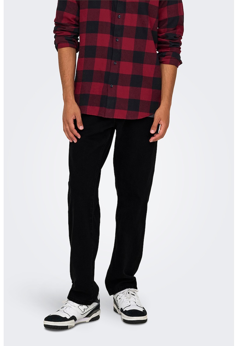 Blugi drepti din bumbac cu nasturi