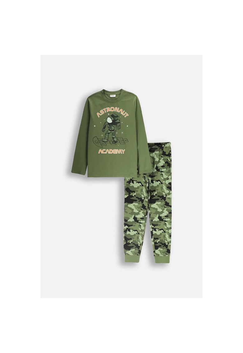 Pijama cu imprimeu tip camuflaj - Verde militar