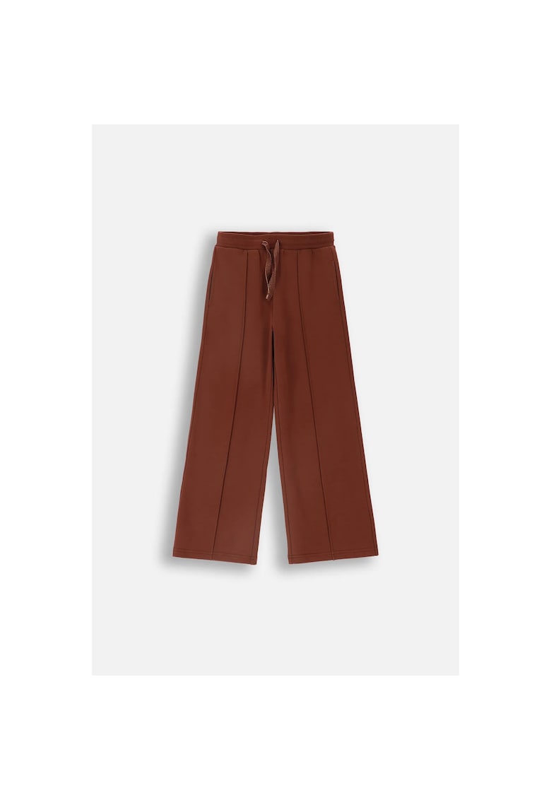 Pantaloni ampli cu talie ajustabila cu snur - Maro scortisoara