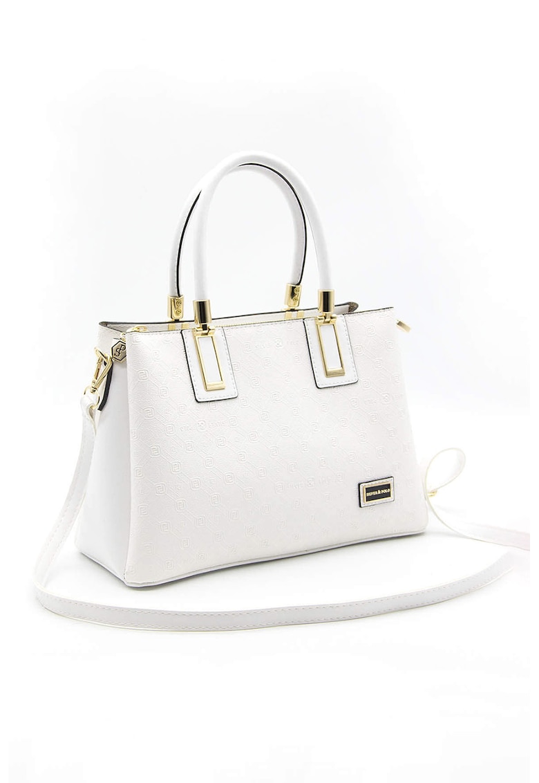 Geanta cu maner si bareta aditionala - Alb