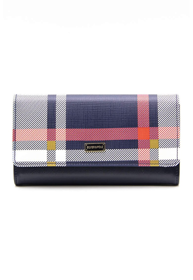 Portofel din piele ecologica - Albastru ultramarin/Roz