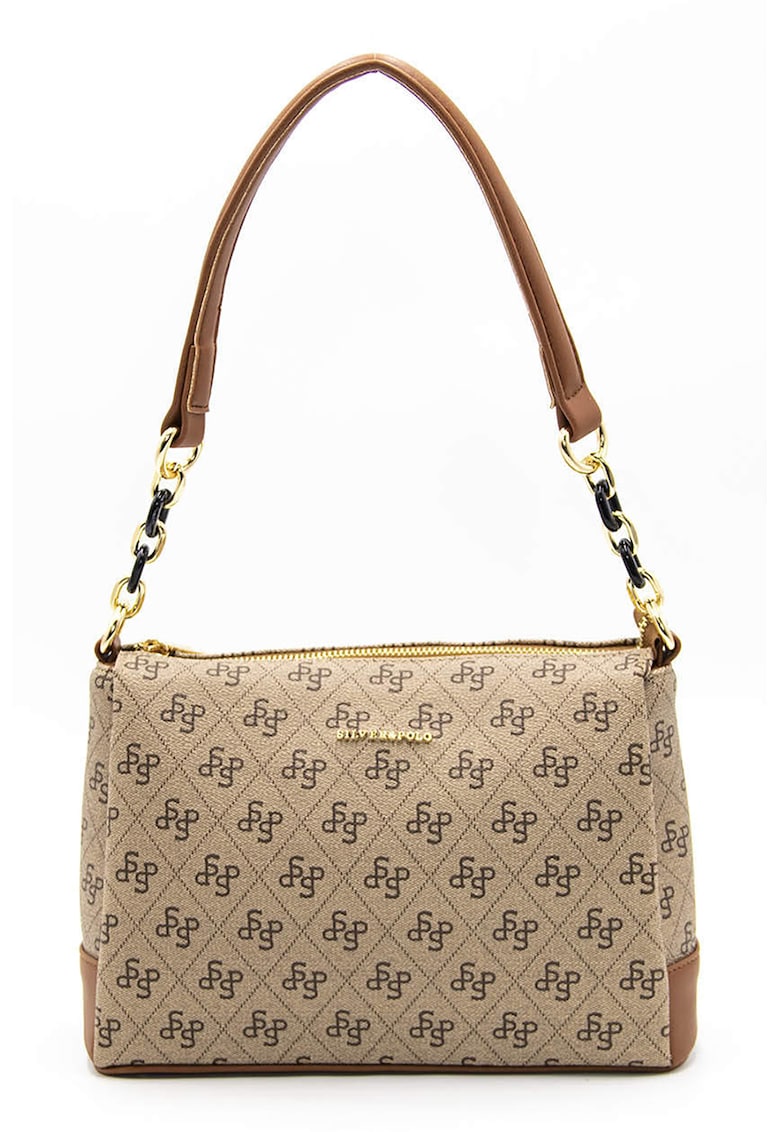 Geanta de piele ecologica cu bareta de umar - Maro deschis