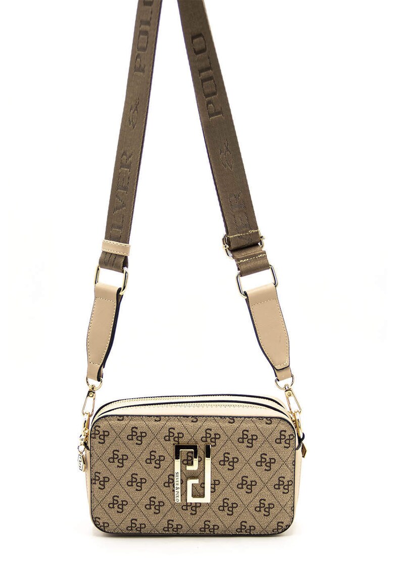 Geanta crossbody cu model monograma - Diverse Culori - Maro deschis - 13x20x8