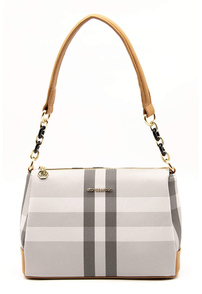 Geanta de umar in carouri - Gri deschis/Maro scortisoara