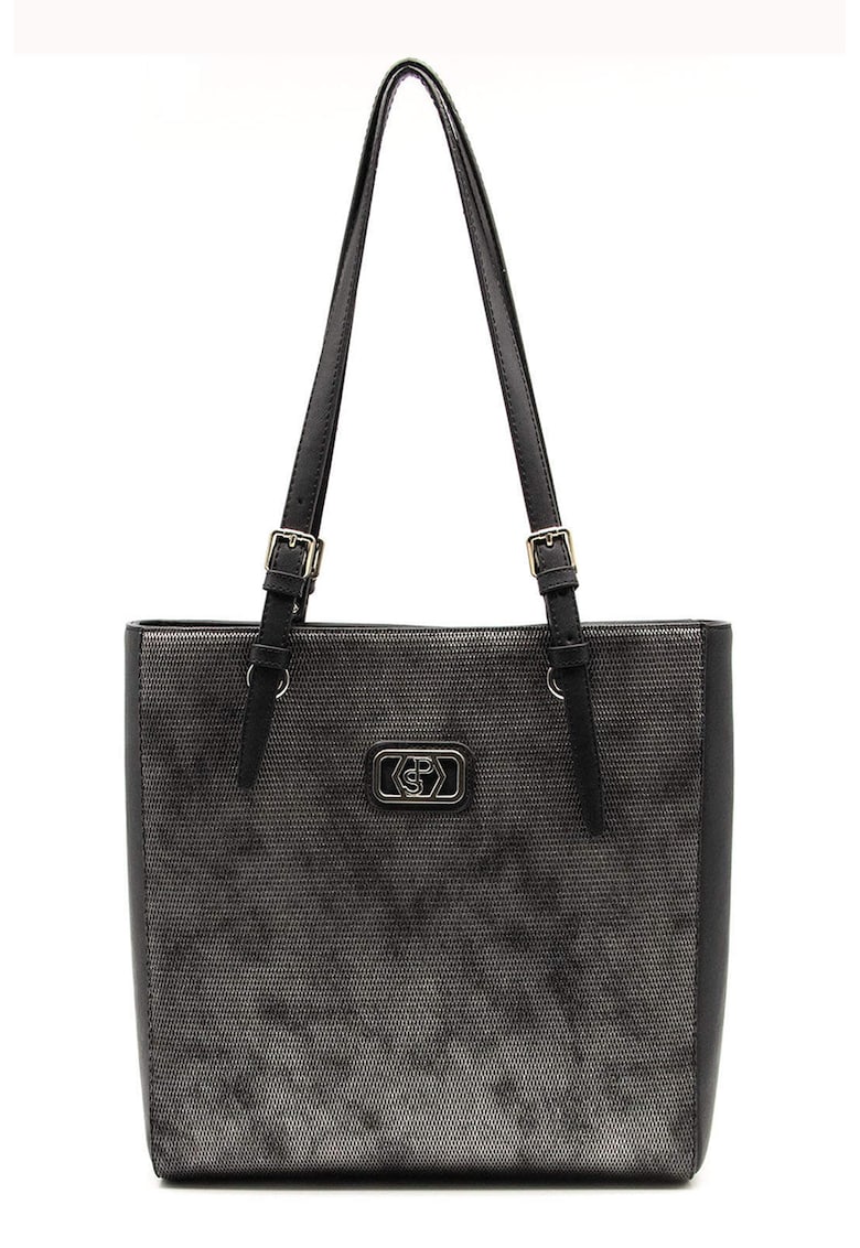 Geanta shopper de piele ecologica - Gri inchis