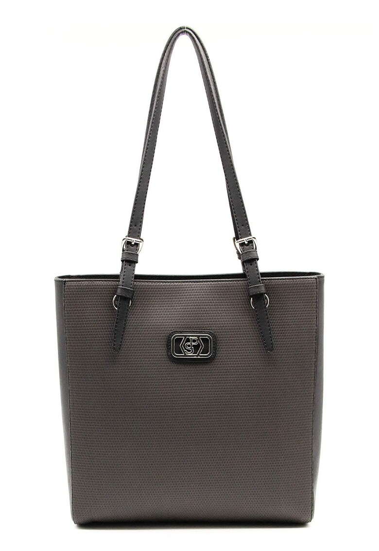 Geanta shopper de piele ecologica - Gri inchis