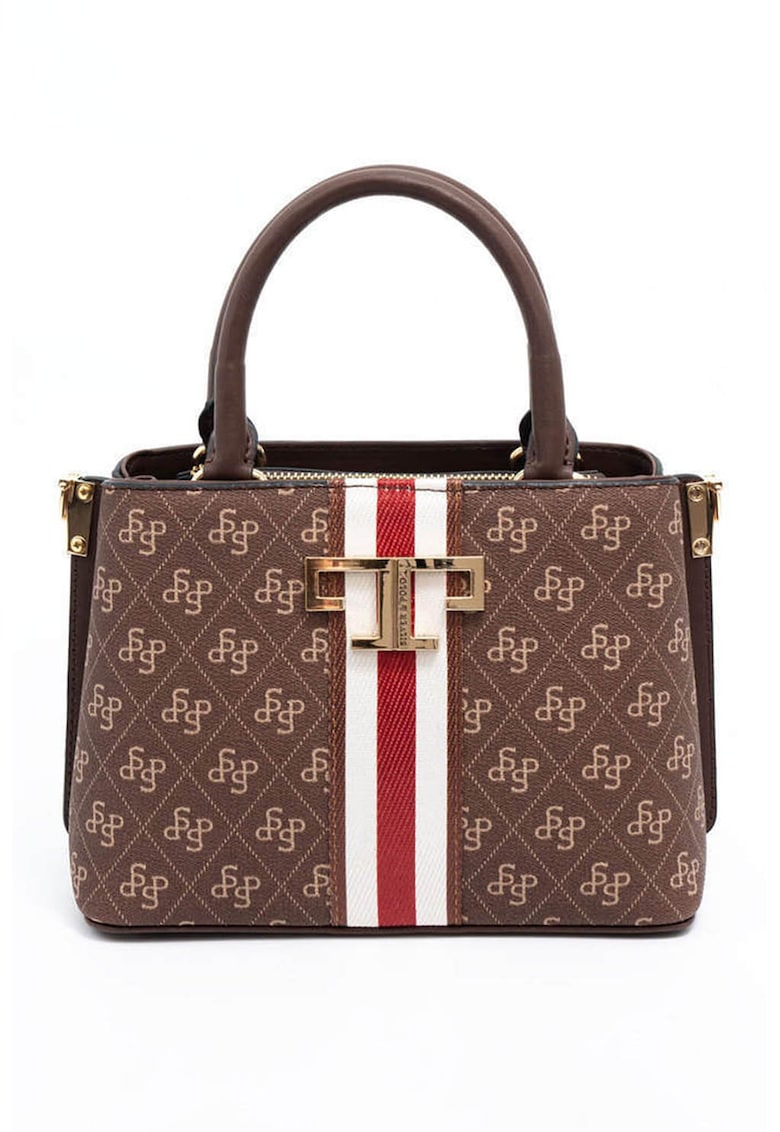 Geanta tote cu model - Rosu/Alb/Maro