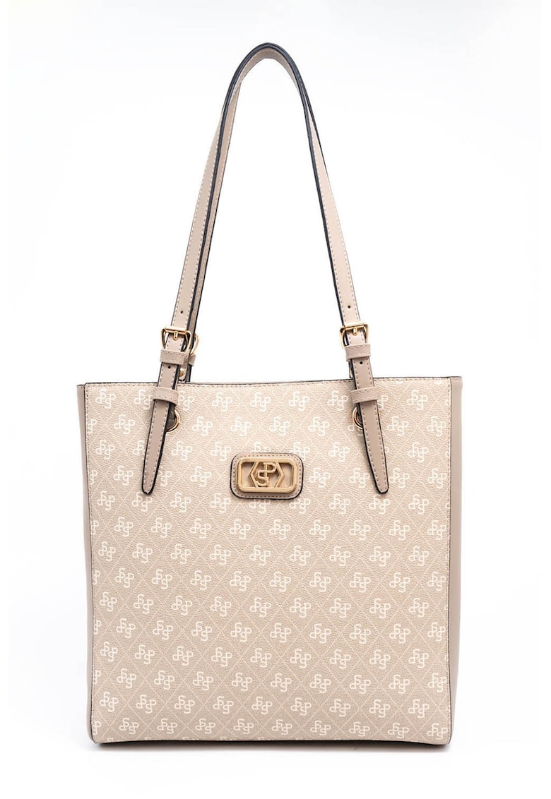 Geanta shopper de piele ecologica - Crem