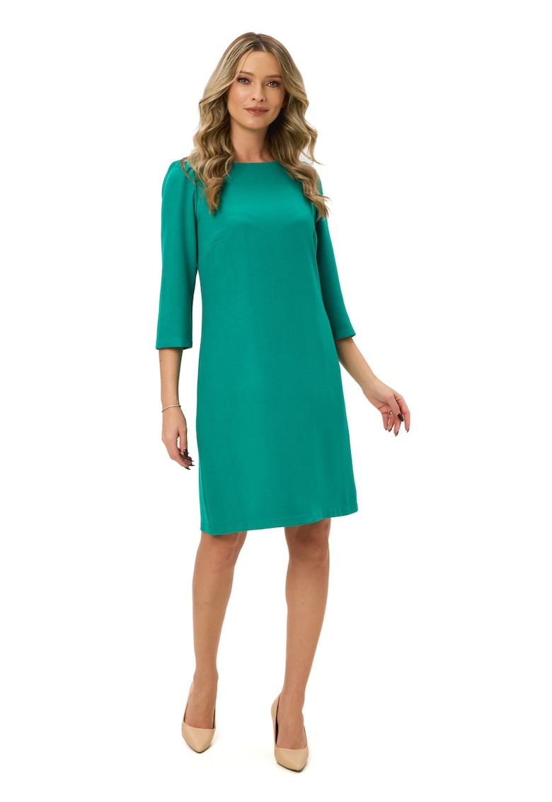 Rochie midi dreapta - Verde aquamarin