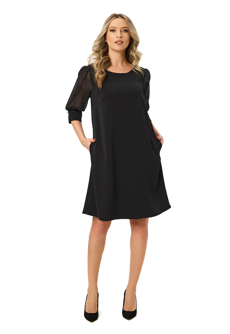Rochie scurta cu buzunare laterale - Negru