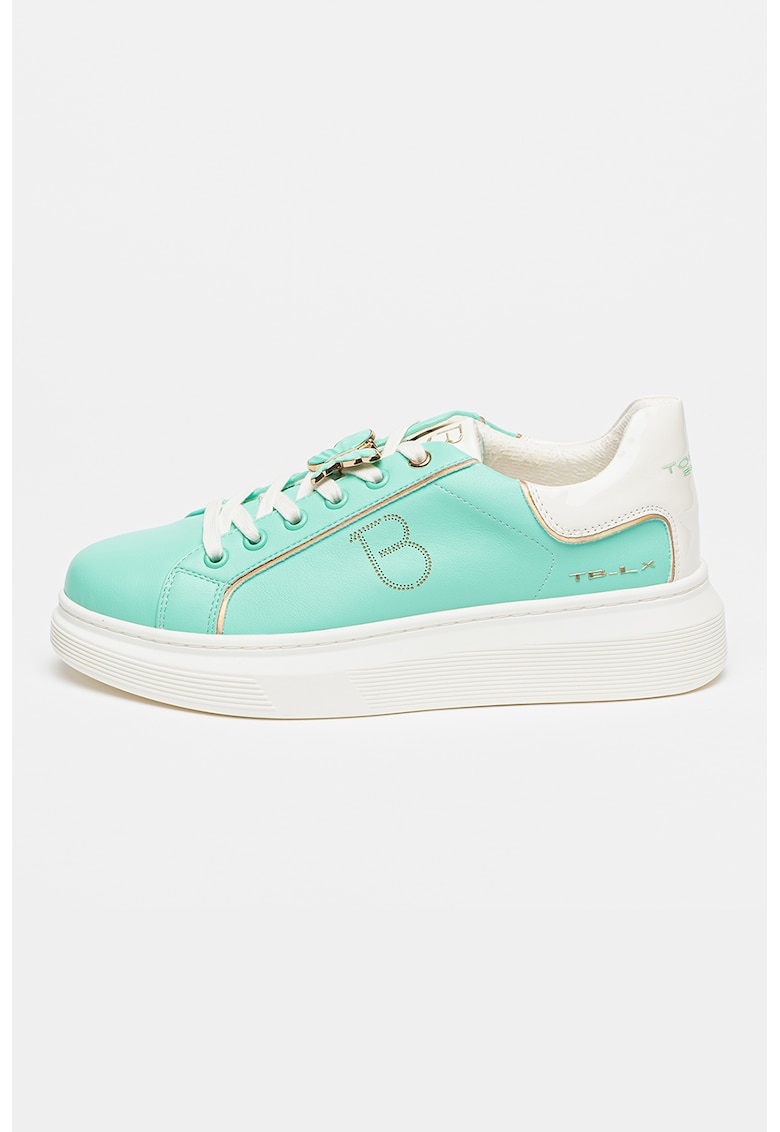 Pantofi sport wedge din piele Fenice - Verde menta
