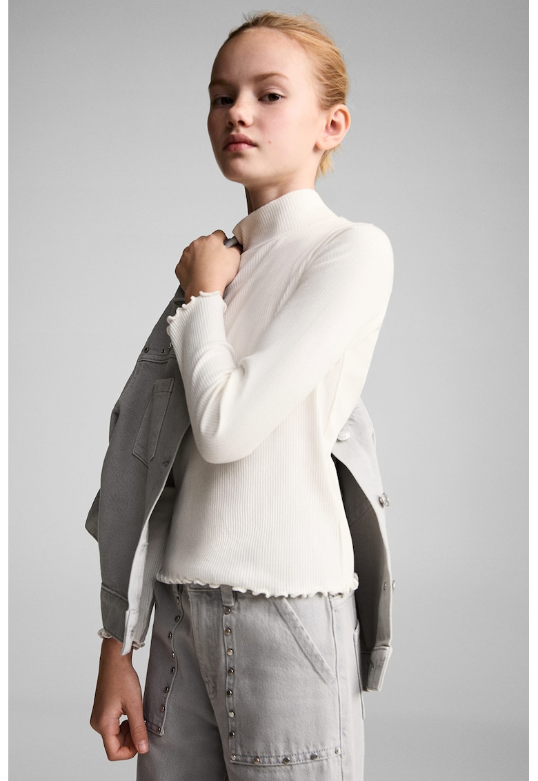 Bluza slim fit striata - Alb