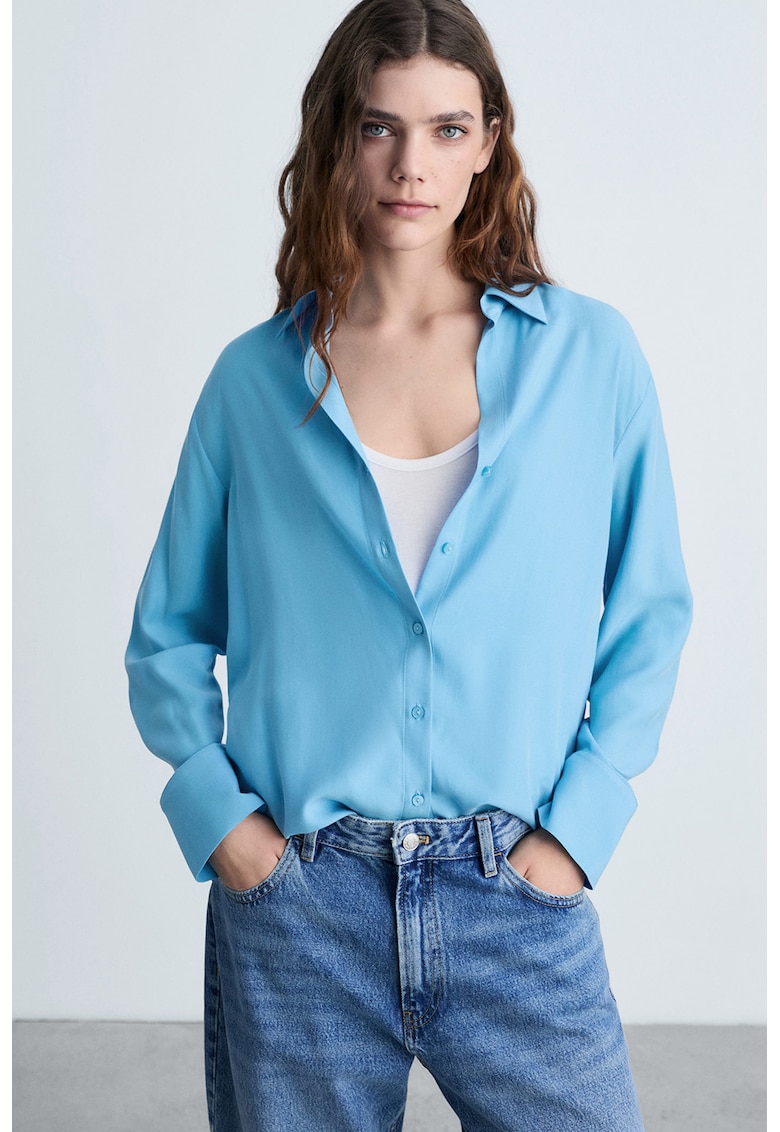 Camasa lejera din lyocell cu maneci lungi