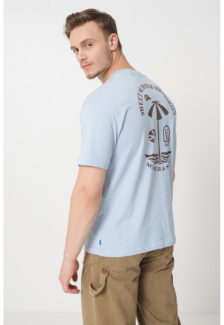 Tricou cu decolteu la baza gatului si imprimeu pe spate