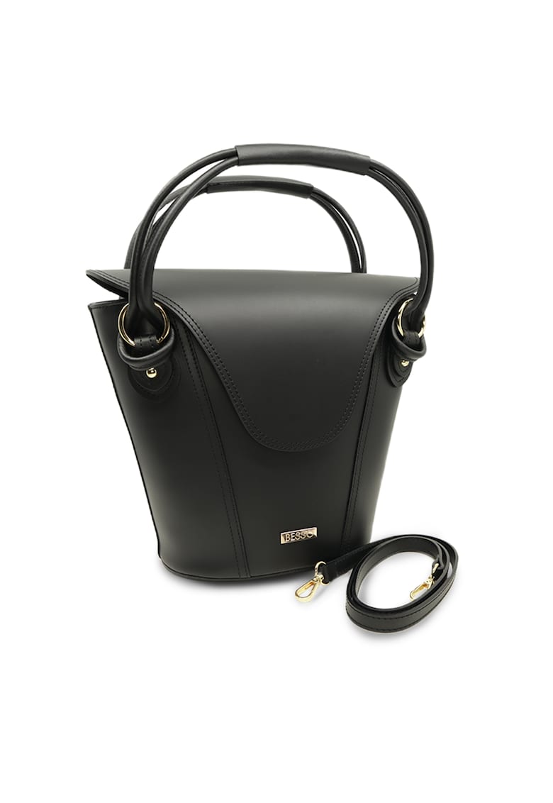 Geanta de mana din piele naturala Dolce Mondo Negra