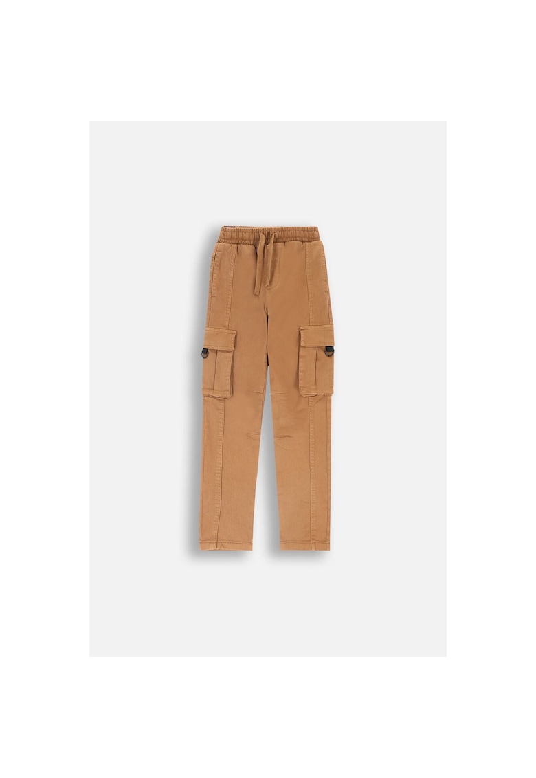 Pantaloni cargo bumbac - maro - pentru baieti - talie elastica