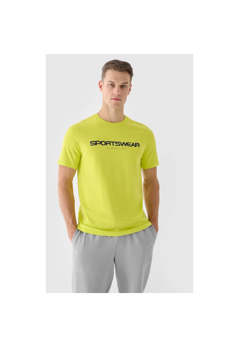 Tricou regular cu imprimeu pentru barbati - verde - Verde