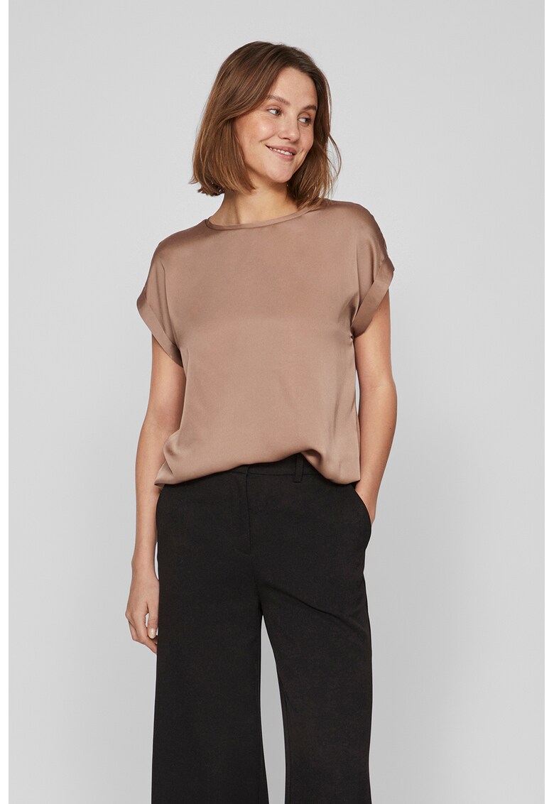 Tricou uni cu aspect satinat