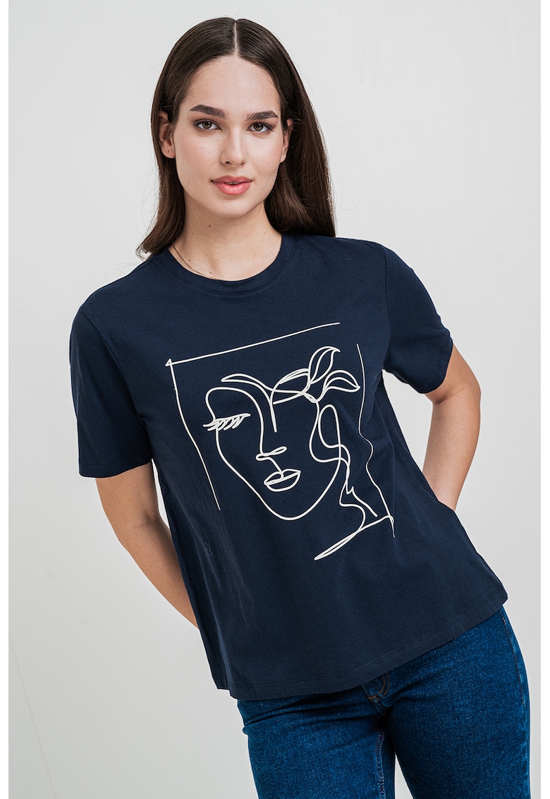 Tricou din bumbac organic cu decolteu la baza gatului