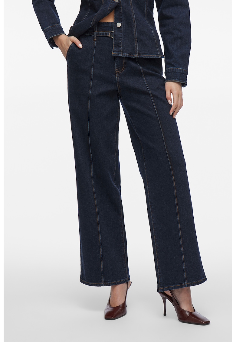 Blugi evazati din amestec de bumbac cu talie medie Blugi evazati din amestec de bumbac cu talie medie