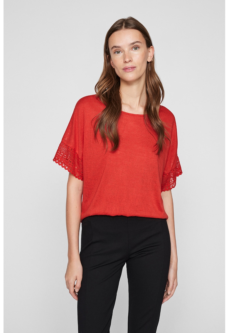 Tricou din amestec de viscoza cu maneci perforate