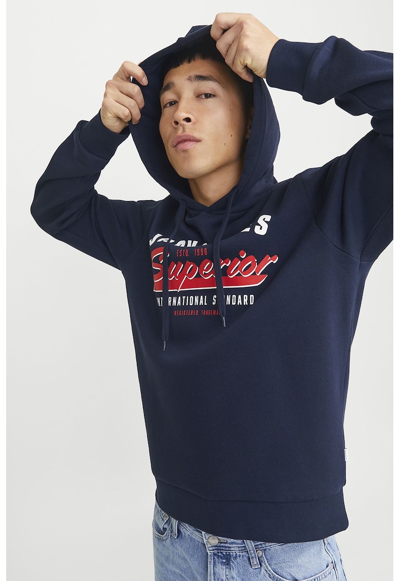 Hanorac din amestec de bumbac cu imprimeu logo