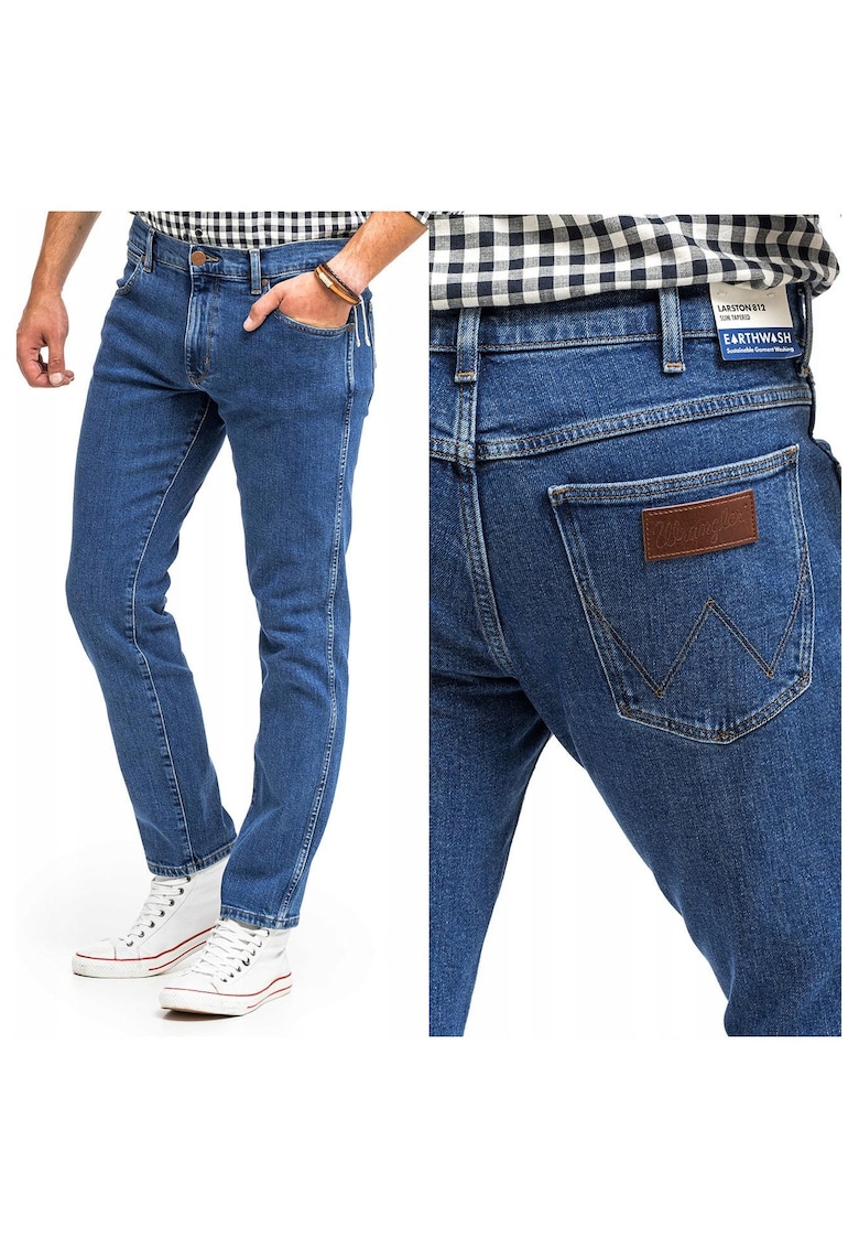 Blugi Barbati - Larston - W36 L32 - 100% Bumbac - Fermoar - Lungi - Talie Joasa - 5 Bunzuare - High-Quality - Albastru