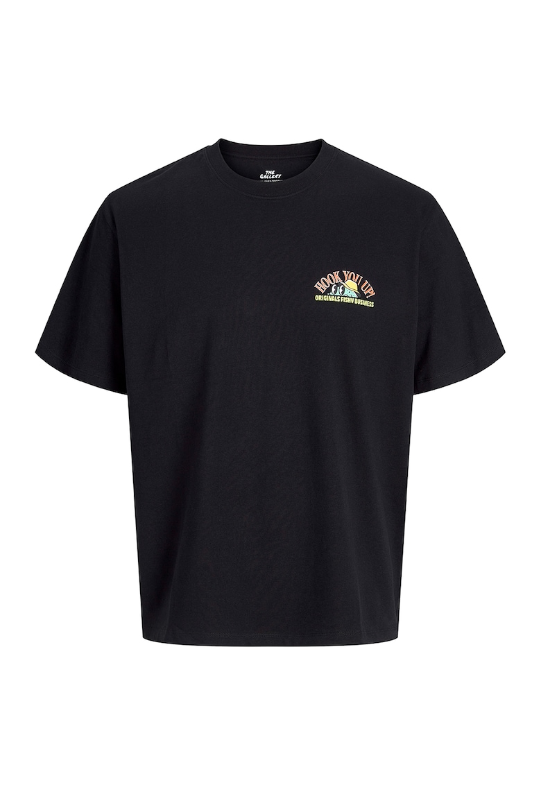 Tricou cu decolteu la baza gatului si imprimeu text