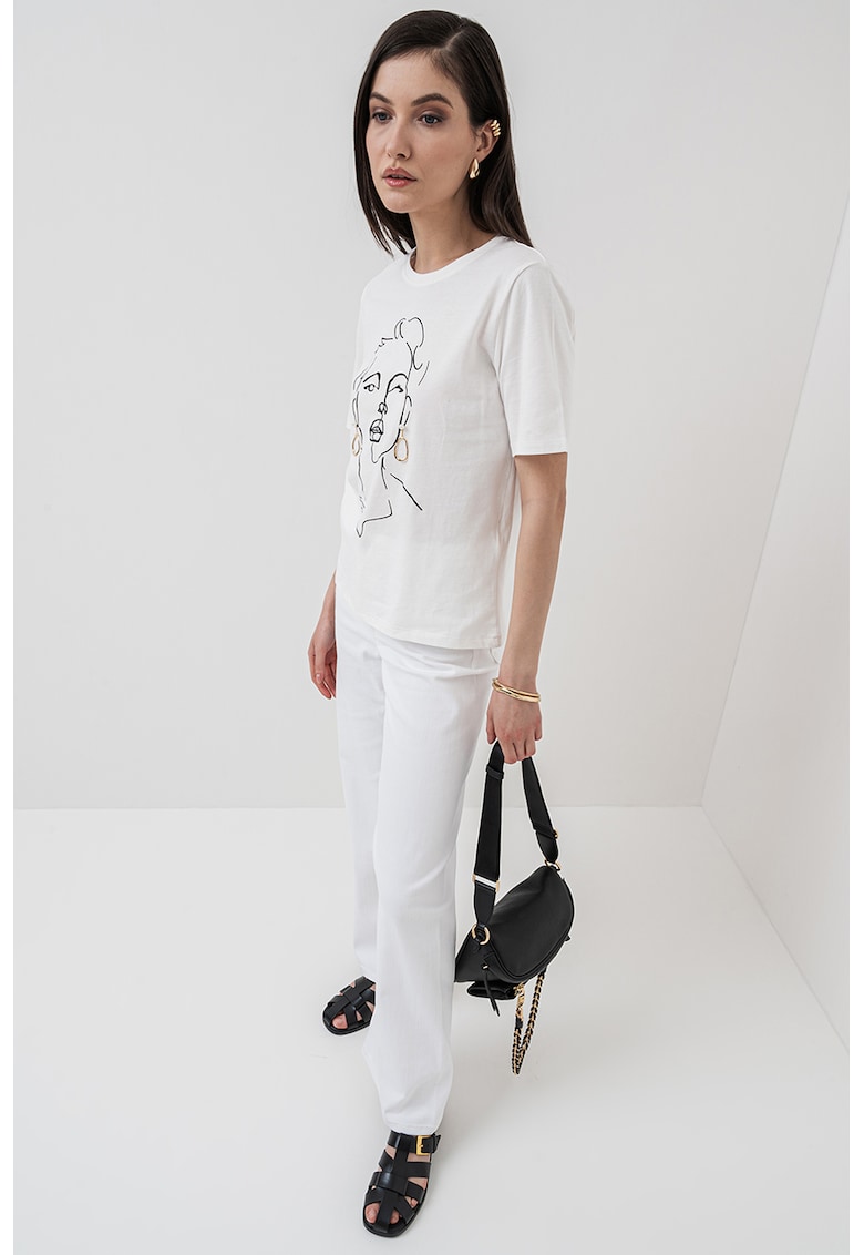 Tricou de bumbac organic cu imprimeu grafic Violet Tricou de bumbac organic cu imprimeu grafic Violet