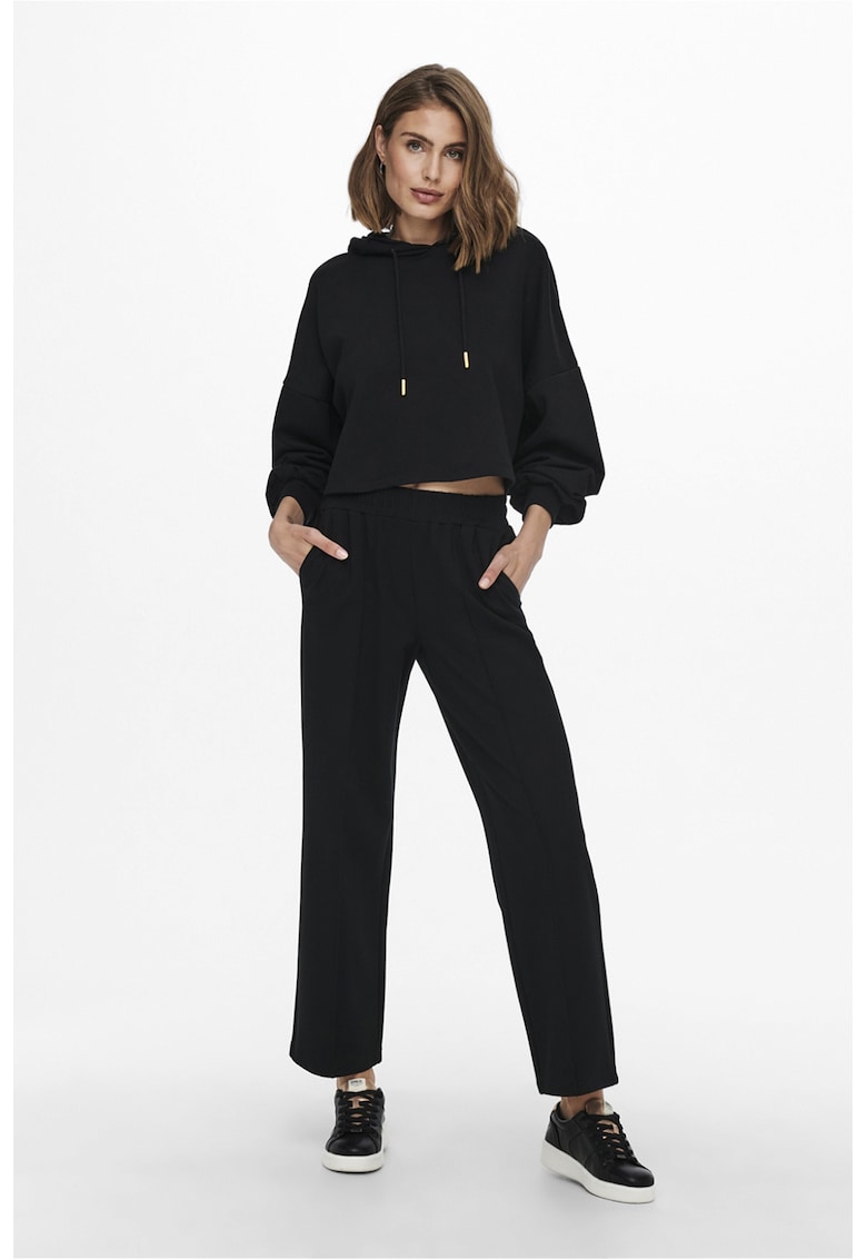 Pantaloni drepti cu talie inalta - Negru