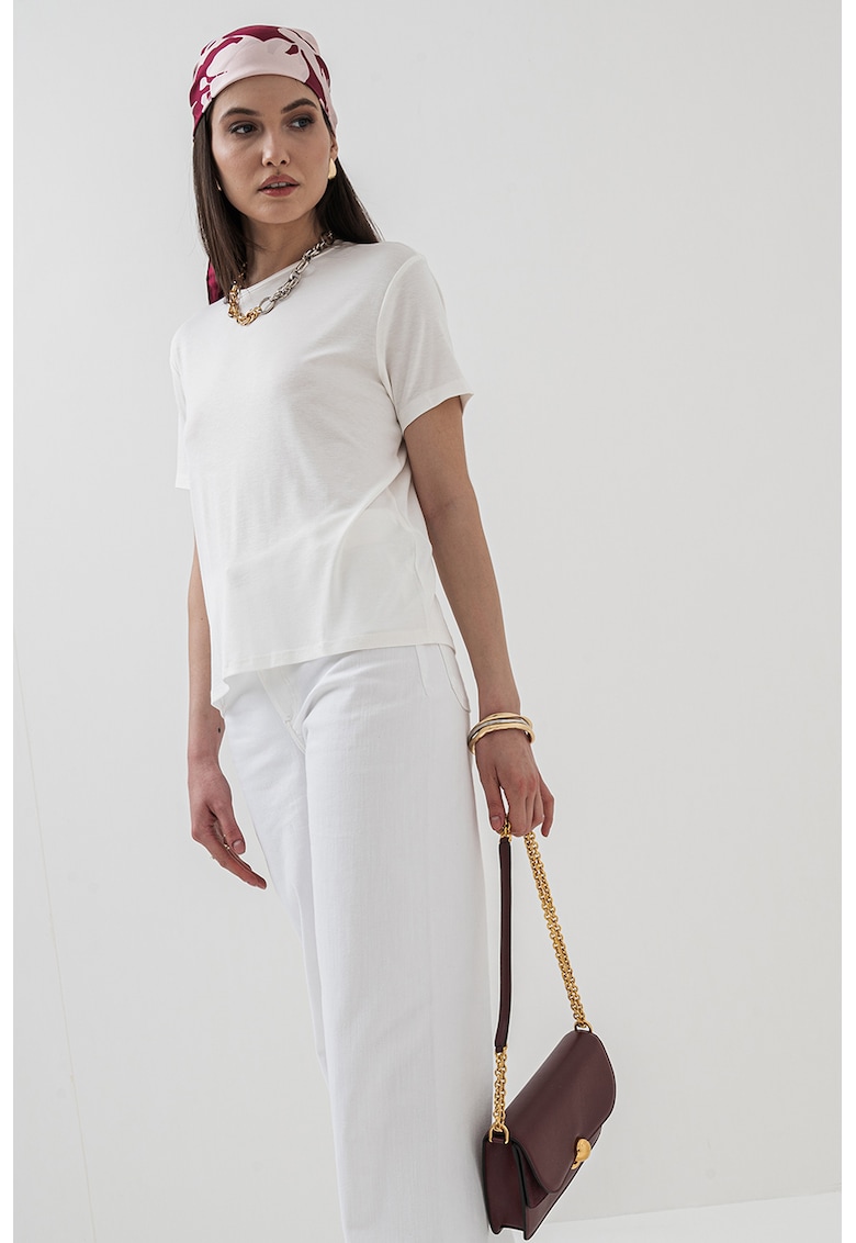 Tricou cu decolteu la baza gatului Como - Alb murdar