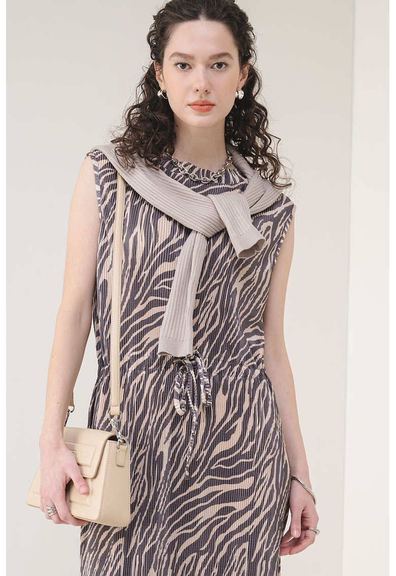 Rochie cu imprimeu si cordon in talie Cita