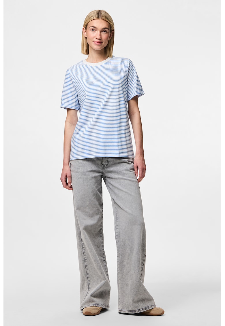 Tricou de bumbac organic cu decolteu la baza gatului