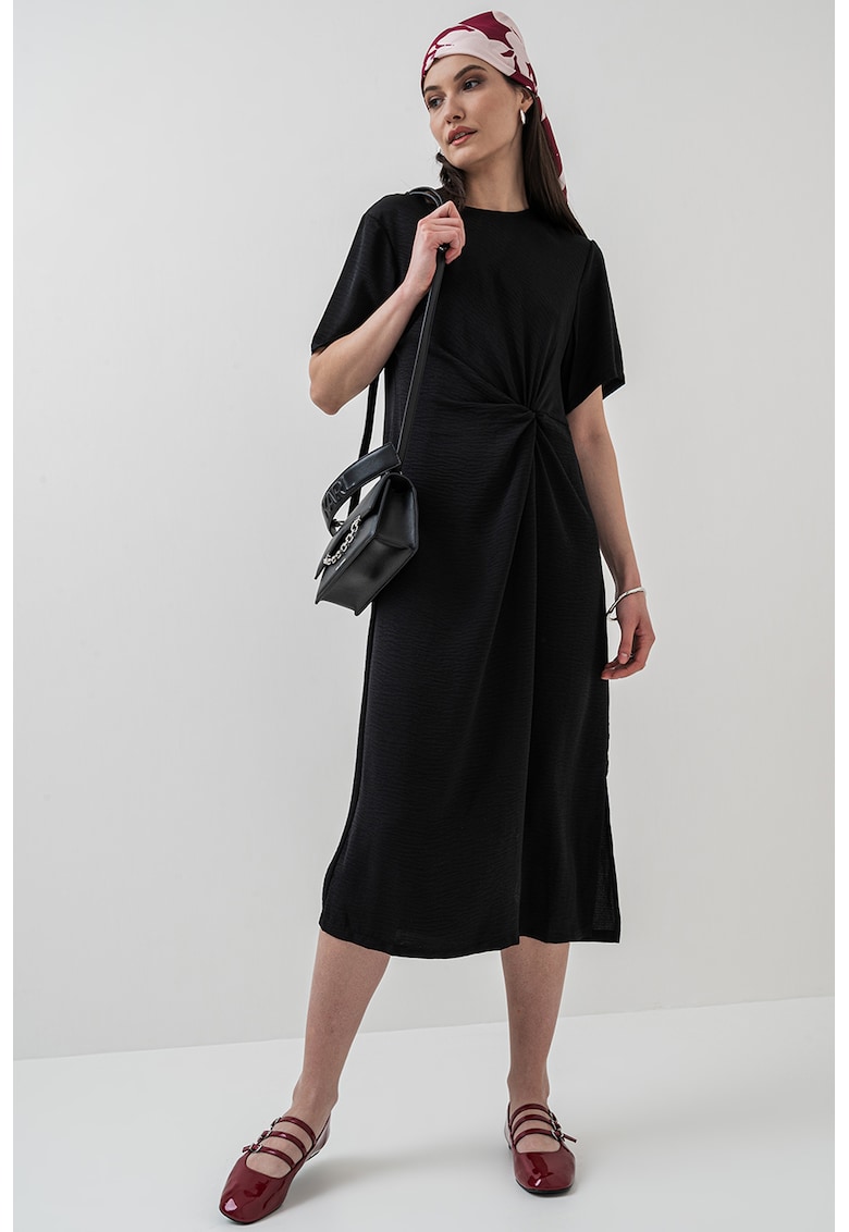 Rochie midi cu fronseuri - Negru