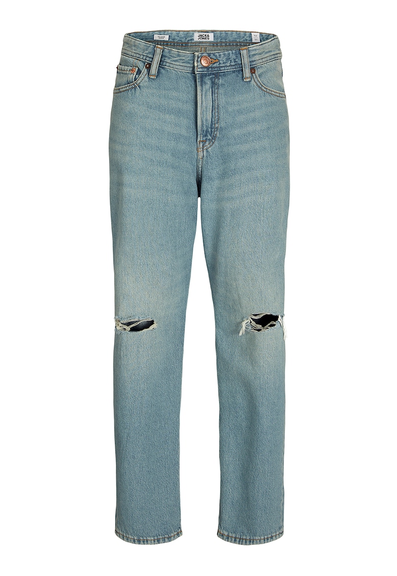 Blugi de bumbac cu decupaje - Albastru prafuit