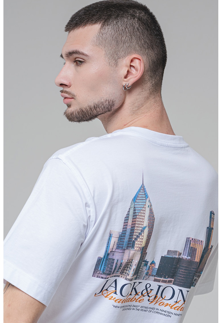 Tricou de bumbac cu model grafic - Alb optic