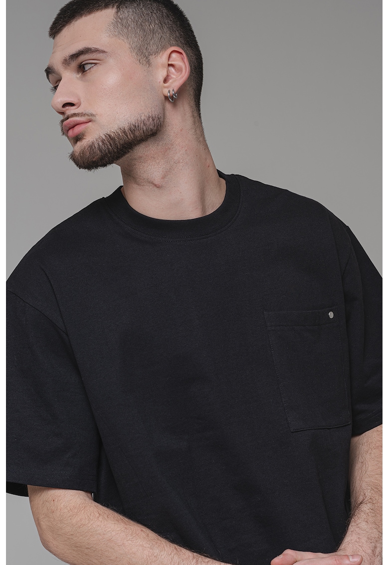 Tricou lejer de bumbac cu buzunar pe piept Tricou lejer de bumbac cu buzunar pe piept