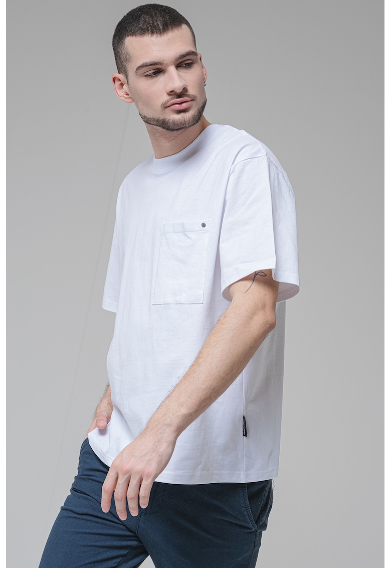 Tricou lejer de bumbac cu buzunar pe piept Tricou lejer de bumbac cu buzunar pe piept
