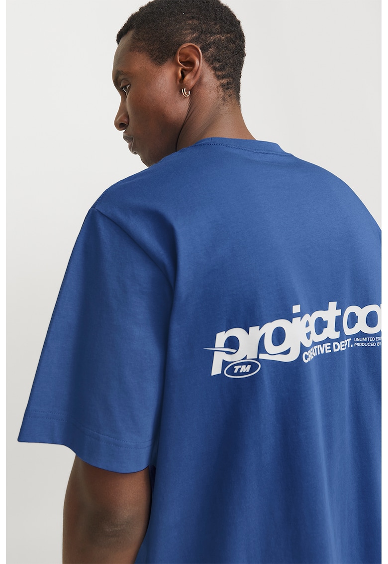 Tricou supradimensionat cu imprimeu text