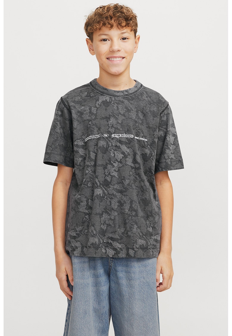 Tricou de bumbac cu model camuflaj - Gri inchis