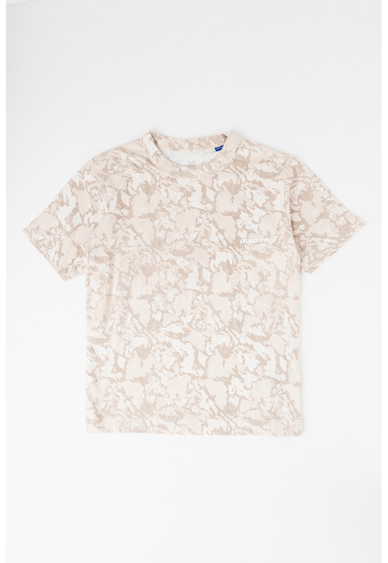 Tricou de bumbac cu model camuflaj - Maro taupe/Maro nisip